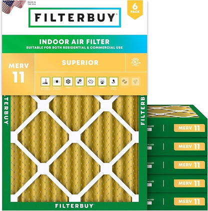 Filterbuy 24x25x2 Air Filter MERV 11 Superior Pet & Allergy Defense, by Filterbuy