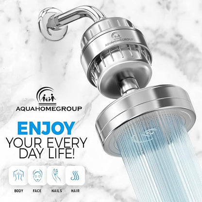 AquaHomeGroup Luxury Filtered Shower Head 2 Cartridges Vitamin C+E+A + 5 Shower - Image 4