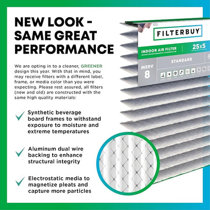 Filterbuy 25x5 Expandable Air Filter MERV 8 Dust Defense, Pleated Furnace Air - Image 3