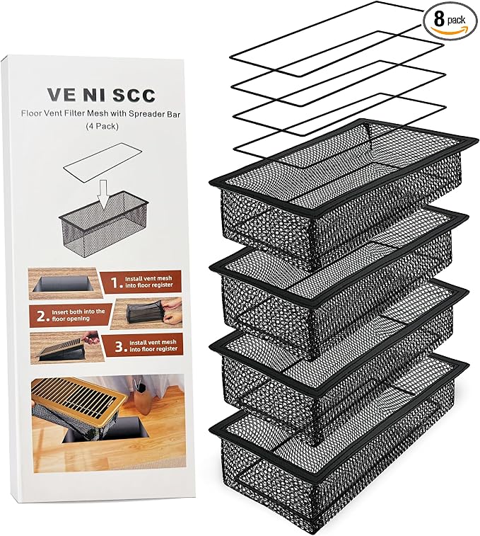 4 x 8'' Floor Vent Cover Trap, Floor Vent Screen Net by VE+NI+SCC