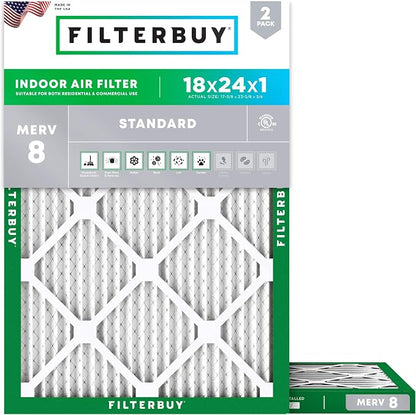 Filterbuy 18x24x1 Air Filter MERV 8 Essential Dust & Allergy Defense, by Filterbuy