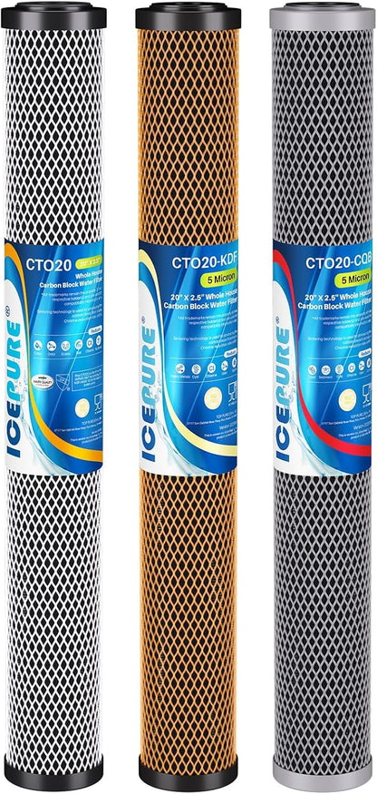 ICEPURE 20" x 2.5" Whole House Water Filter Replacement Combo Kit, Activated by ICEPURE