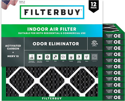 Filterbuy 20x20x1 Air Filter MERV 10 Odor & Allergy Defense by Filterbuy