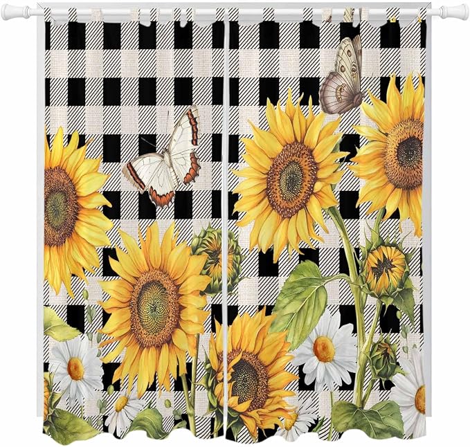 Sunflowers Living Room Curtains 96 Inch Length, Window Curtains Tab Top by Unknown