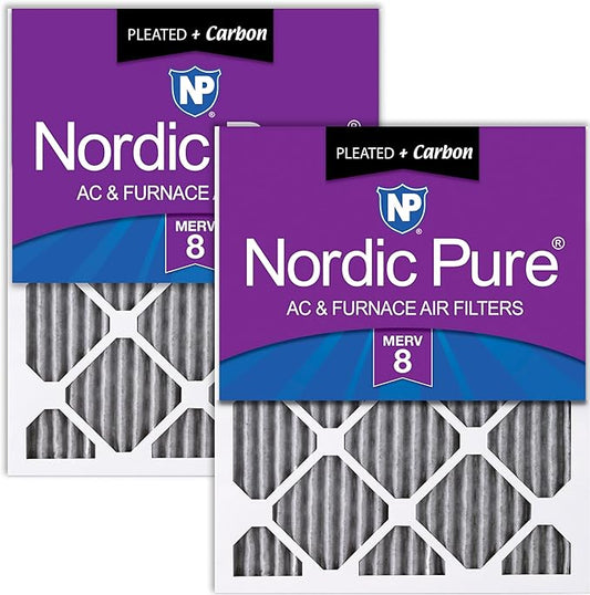 Nordic Pure 12x24x1 Furnace Air Filters MERV 8 Pleated Plus Carbon 2 Pack by NordicPure