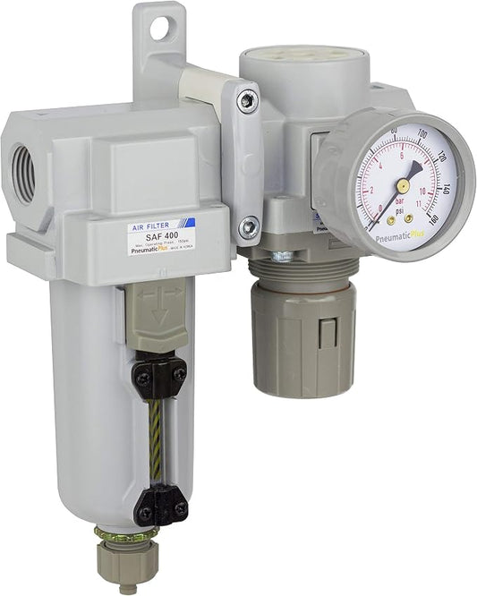 PneumaticPlus SAU420-N04G-MEP Compressed Air Filter Regulator Combo 1/2" NPT by PneumaticPlus