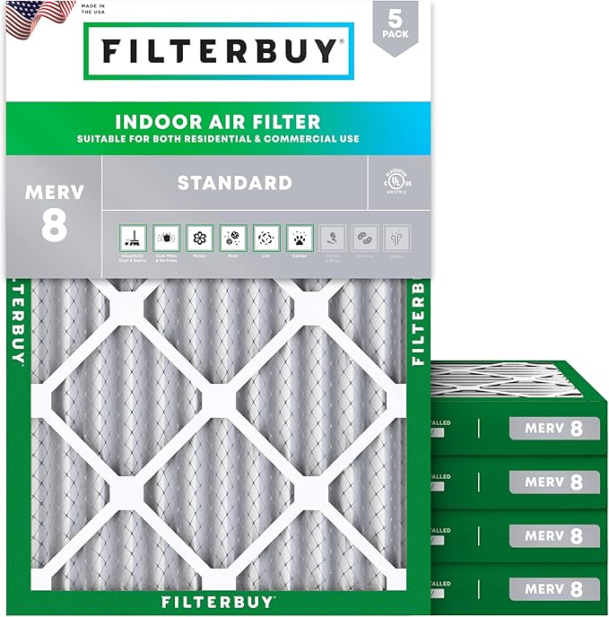 Filterbuy 17x22x2 Air Filter MERV 8 Essential Dust & Allergy Defense, by Filterbuy