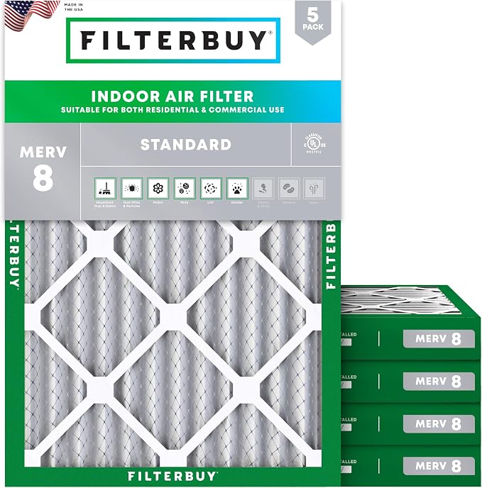 Filterbuy 15x20x2 Air Filter MERV 8 Essential Dust & Allergy Defense, by Filterbuy