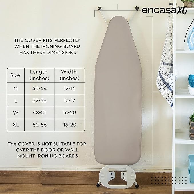 Encasa XO Ironing Board Cover and Pad 42"x14" - 4mm Felt Medium Iron Board Cover with Padding - Heat Resistant, Stain-Safe Dye, Non Slip Elastic Bungee Cord Tightening Iron Table Cover Mango