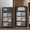 Extra Large Stackable Storage Bins with Lids & Wheels, 440QT-55QT/30GAL*8Pack Foldable Collapsible Closet Organizers Dark Storage Cabinet with Doors for Bedroom Dorm