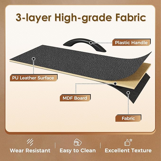 Huuger 70 Inch TV Stand for 75, 80 Inch TV, 11 Drawer Long Dresser with Power Outlets and LED Lights, Entertainment Center with Storage, Grey Dresser with PU Leather Surface, 1TS011H