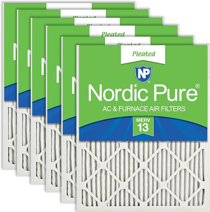 Nordic Pure 14x25x1 Pleated MERV 13 Air Filters 6 Pack by NordicPure