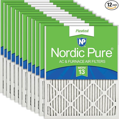 Nordic Pure 20x25x1 Pleated MERV 13 Air Filters 12 Pack by NordicPure