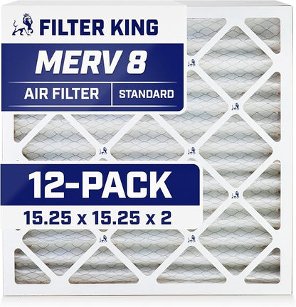 Filter King 15.25x15.25x2 Air Filter | 12-PACK | MERV 8 HVAC Pleated A/C by FilterKing