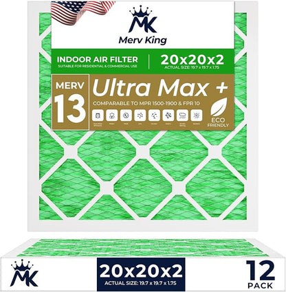 MervKing 20x20x2 Air Filter Actual Size: 19.7" x 19.7" x 1.75" MERV 13 MPR by MervKing