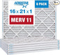 Aerostar 16x21x1 MERV 11 Pleated Air Filter, AC Furnace Air Filter, 6 Pack by AirFiltersDelivered