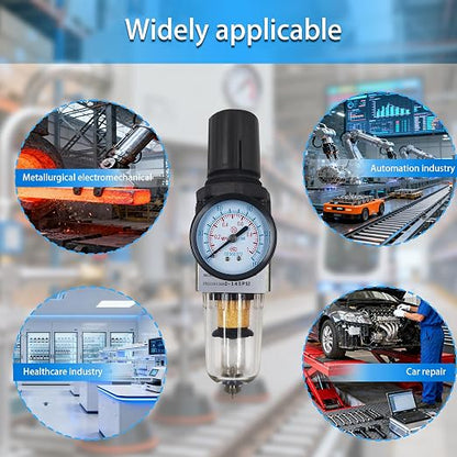 HengMinLingTong 1/4" NPT Compressed Air Filter Regulator Combo Piggyback - Image 7