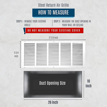 Fits 26x10 Duct Opening | Steel Return Air Grille by Handua | Vent Cover Grill - Image 3
