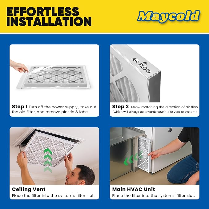 Maycold MERV 8 16x25x1 Furnace Air Filters, Pleated HVAC AC Filters, - Image 7