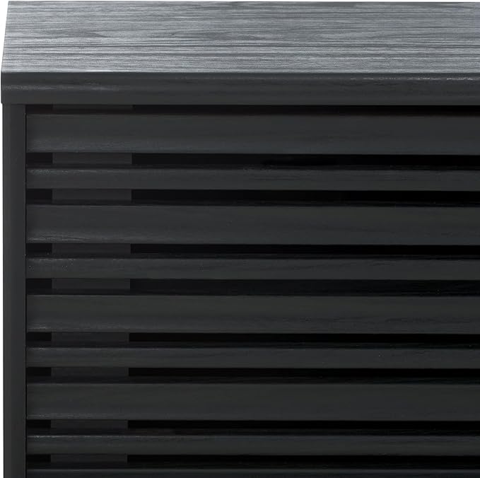 SAFAVIEH ESMA TV Stand for up to 65" Flatscreen – Black, Sliding Doors with Interior Storage, Entertainment Media Console (MED9640B)
