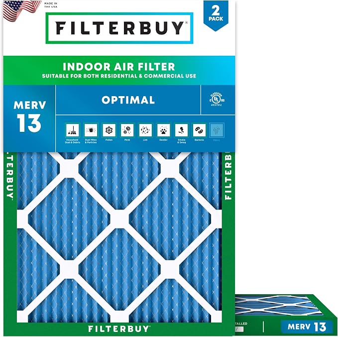 Filterbuy 21.5x23.5x1 Air Filter MERV 13 Optimal Smoke & Allergy Defense by Filterbuy