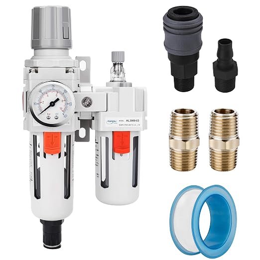 NANPU 3/8" NPT Auto-Drain Air Filter Regulator Lubricator Combo Water/Oil Trap by NANPU
