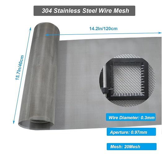 Stainless Steel Mesh Screen, 15.7"x47.2", Woven Fine Wire Mesh, Window Screen - Image 2
