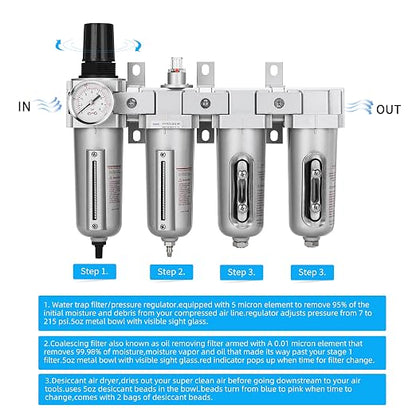 NANPU 1/2" NPT Industrial Grade 4 Stage Air Drying System - Image 4