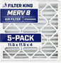 Filter King 11.5x11.5x4 Air Filter | 5-PACK | MERV 8 HVAC Pleated A/C Furnace by FilterKing