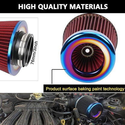 Cold Air Intake Filter, High Performance, Washable Filter, Clamp-On Replacement - Image 3