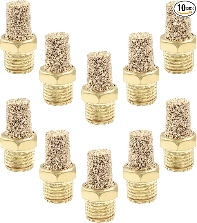 10 Pack 1/4" Male Thread Pneumatic Brass Exhaust Muffler Filter Air Pneumatic by Coufce