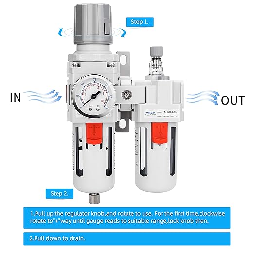 NANPU 3/8" NPT Compressed Air Filter Regulator Lubricator Combo Water/Oil Trap - Image 5
