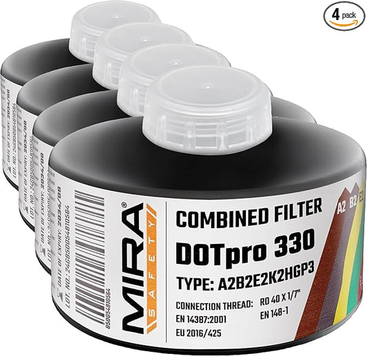 MIRA Safety - DotPro 330 - Industrial Grade Gas Mask Filter | A2 B2 E2 K2 HG P3 by MIRASafety