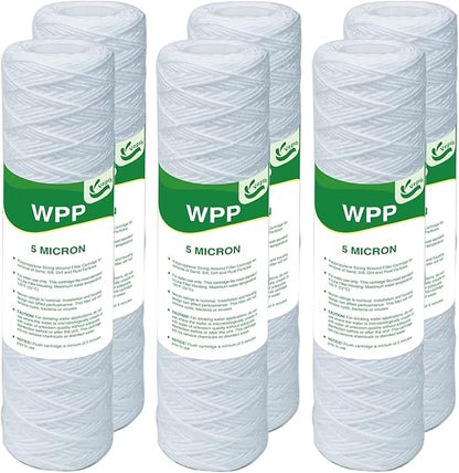 5 Micron String Wound Whole House Water Filter 10" x 2.5", 10-inch Universal by Vegebe