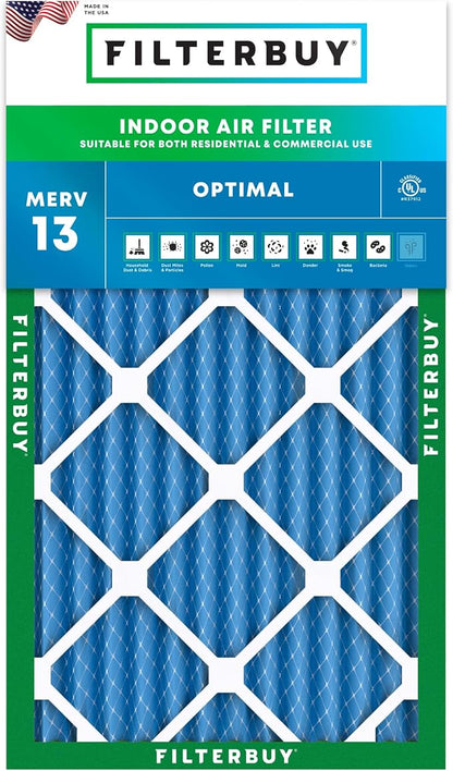 Filterbuy 10x24x2 Air Filter MERV 13 Optimal Smoke & Allergy Defense, by Filterbuy
