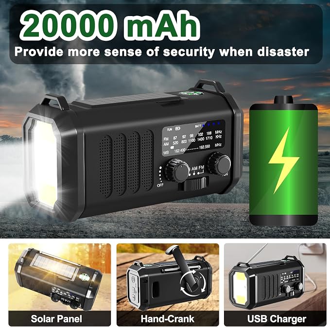 Gifts for Men Husband Dad Valentines Day, Emergency Hand Crank NOAA Weather - Image 4