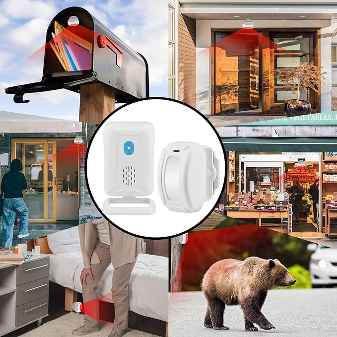 KCMYTONER Wireless Motion Sensor Detector Security Alarm Chime, Motion Sensor Doorbell, Door Chime for Business Entry, Shop Store Office Home Front Door Entry, 1 Receiver 1 Motion Sensor 1 Remote
