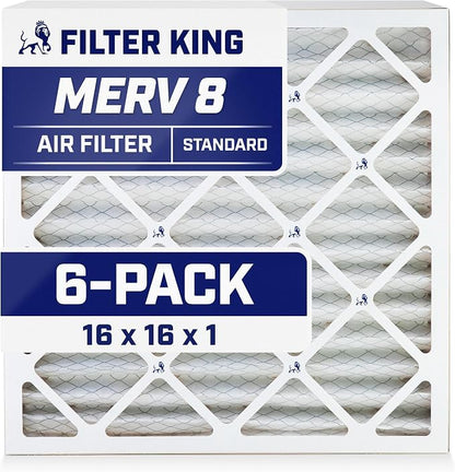Filter King 16x16x1 Air Filter | 6-PACK | MERV 8 HVAC Pleated A/C Furnace by FilterKing