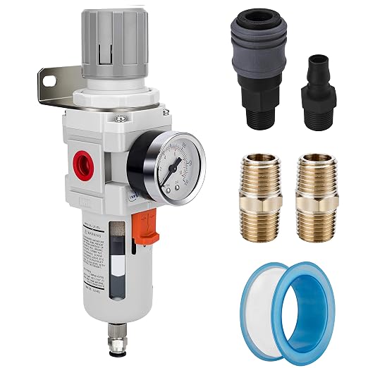 NANPU 3/8" NPT Compressed Air Filter Regulator Combo Piggyback, 5 Micron Brass by NANPU