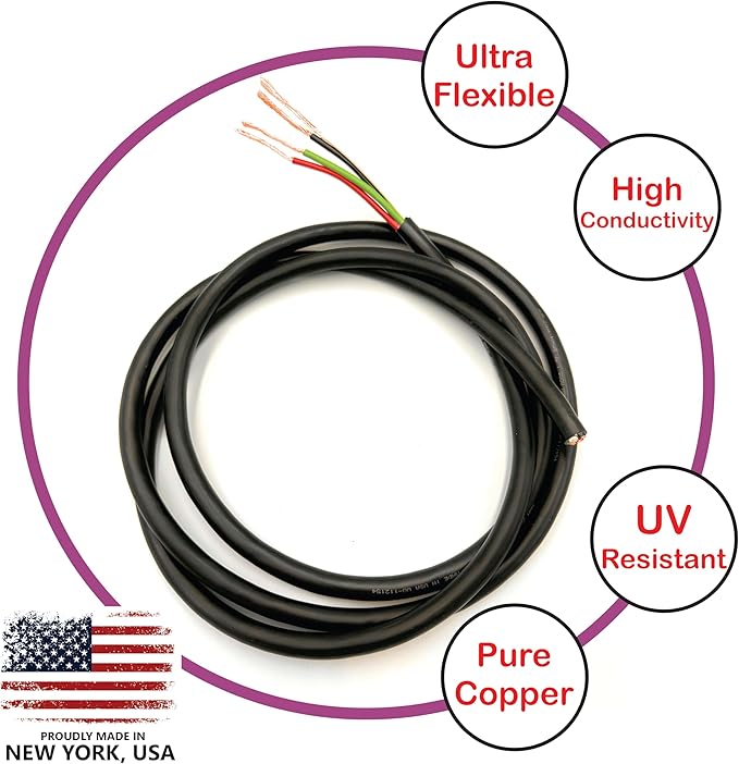 NATIONAL Wire & Cable – 12 AWG 4-Conductor Premium Copper Wire, 1000 ft, Stranded | Made in USA, Heavy-Duty Flexible Jacket | Automotive, Solar, Home, RV, Indoor and Outdoor Use