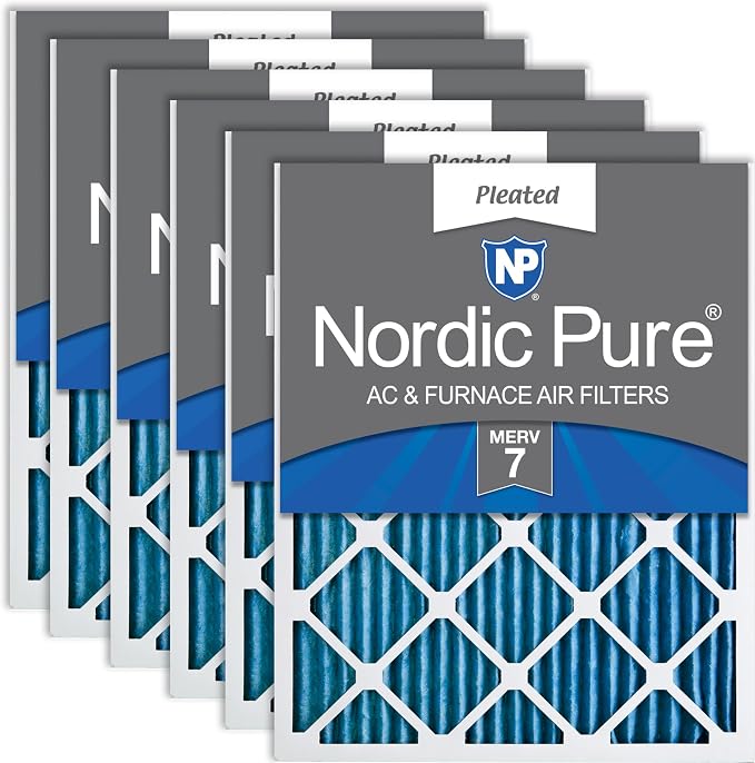 Nordic Pure 16x20x1 Pleated MERV 7 Air Filters 6 Pack by NordicPure