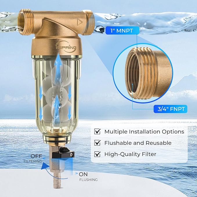 iSpring WSP-100SL Reusable Whole House Spin Down Sediment Water Filter - Image 4