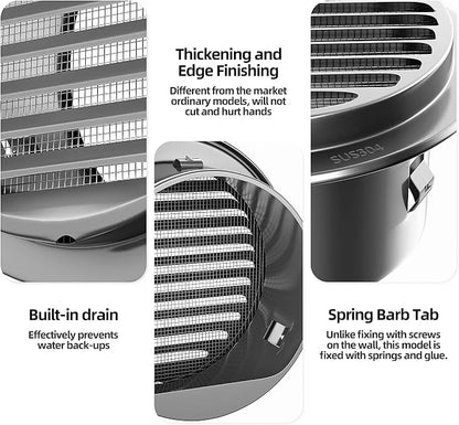 6" in Heavy Duty Thickened 304 Stainless Steel Air Vent Cover Louvered Grille - Image 6