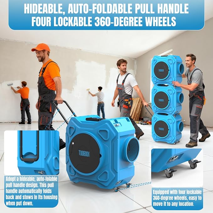 Air Scrubber with 3-Stage Filtration, 750CFM HEPA Air Scrubber Negative Air - Image 3