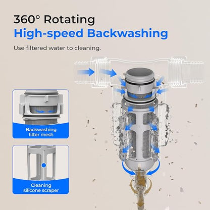 Waterdrop Spin Down Sediment Filter, Backwash Whole House Water Filter System - Image 4