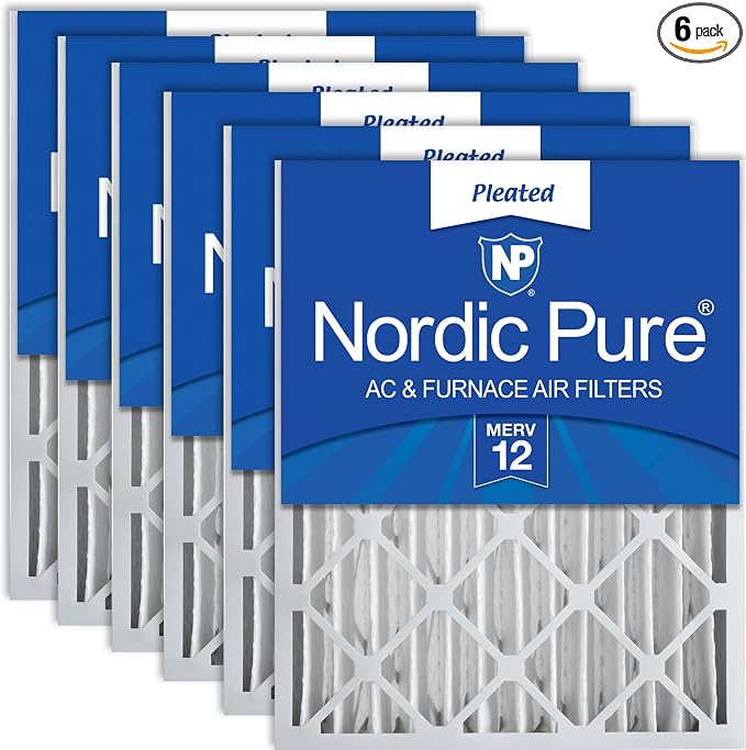Nordic Pure 16x20x4 Pleated MERV 12 Air Filters 6 Pack by NordicPure