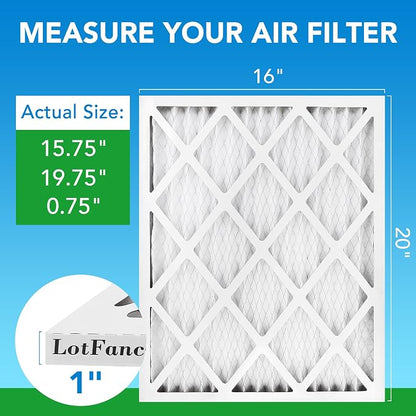 LotFancy 16x20x1 Air Filter MERV 8 4-Pack, Electrostatic Pleated Furnace & AC - Image 2