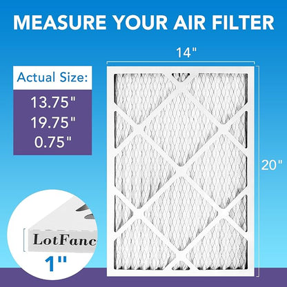 LotFancy 14x20x1 Air Filter MERV 11 6-Pack, Electrostatic Pleated AC Furnace - Image 2
