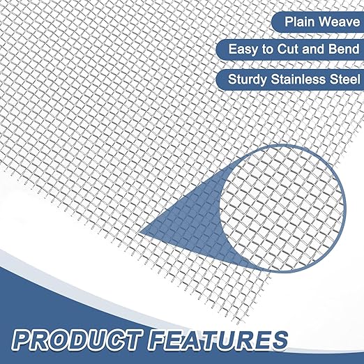 uxcell 10 Mesh 118" x 12" Woven Wire Mesh, 304 Stainless Steel Air Vent Filter - Image 3
