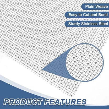 uxcell 12 Mesh 39" x 12" Woven Wire Mesh, 304 Stainless Steel Air Vent Filter - Image 3